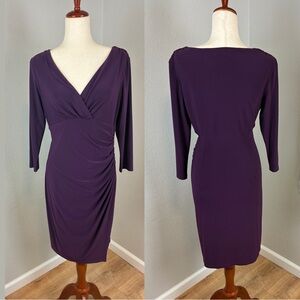 Ralph Lauren Deep Purple Long Sleeve Stretch Dress Size 12